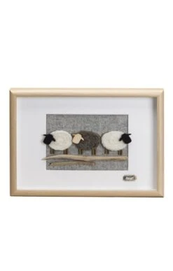 Driftwood Framed Triple Sheep Picture