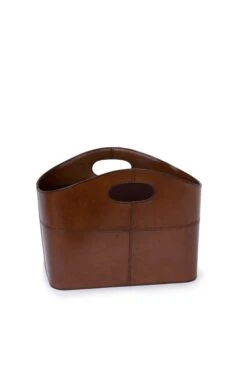 Leather Curved Magazine Basket