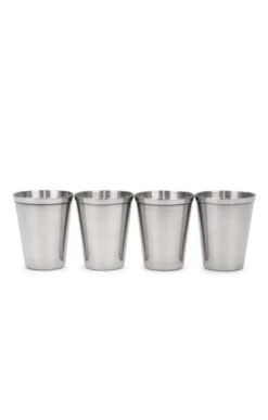 Set Of Four Stainless Steel Cups And Case -Home Furnishings Shop CK15017WHISKYLEATHER 2