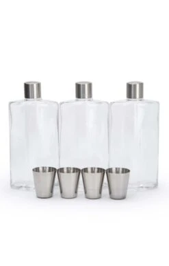 Leather Triple Flask Set -Home Furnishings Shop CK15019WHISKYLEATHER 3