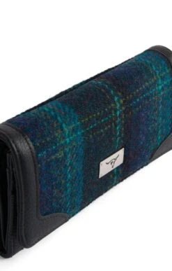 Bute Harris Tweed Flapover Purse -Home Furnishings Shop CT15035NAVYBOTTLETARTAN 2