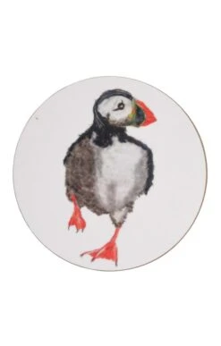 Set Of Four Round Coasters -Home Furnishings Shop CU02078PUFFINRUNNING 1