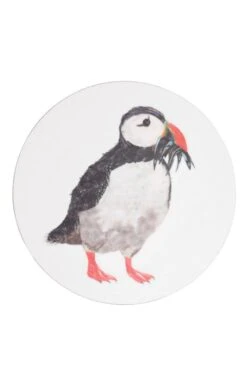 Set Of Four Round Coasters -Home Furnishings Shop CU02078PUFFINWITHFISH 1