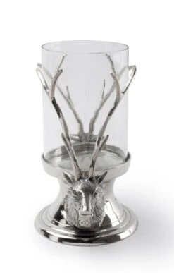 Double Stag Head Hurricane Lantern -Home Furnishings Shop CY18070GLASS 2