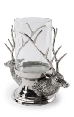 Double Stag Head Hurricane Lantern -Home Furnishings Shop CY18070GLASS 3