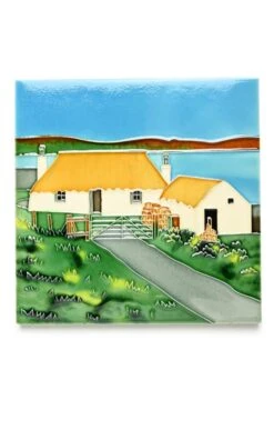 Large Painted Ceramic Tile