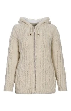 Ladies Aran Hoodie -Home Furnishings Shop GW01267CREAM 2