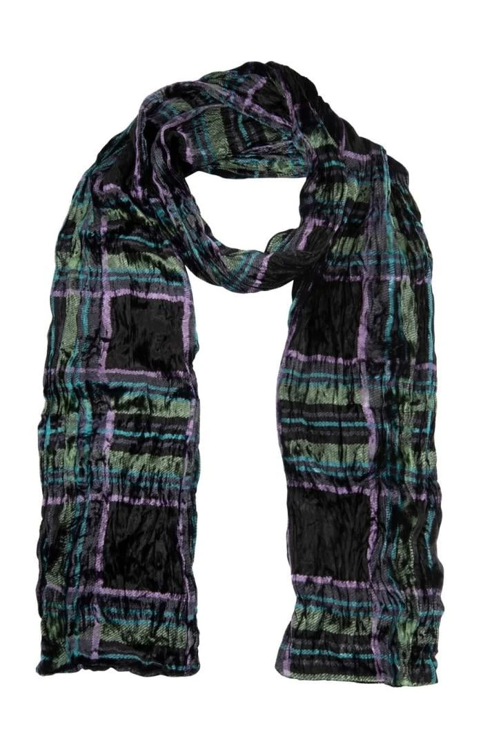 Silk Tartan Velvet Scarf 3 Silk Tartan Velvet Scarf - Image 3