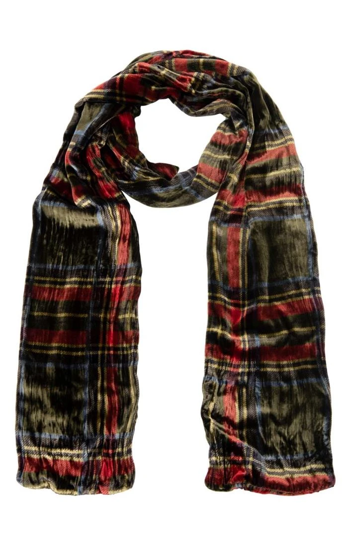 Silk Tartan Velvet Scarf 4 Silk Tartan Velvet Scarf - Image 4