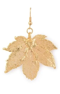 Ladies Full Moon Maple Earrings Gold